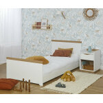 Ma chambre d'enfant lit enfant montessori avec sommier et matelas jaipur blanc et bois 90x190 cm / opt:matelas ...