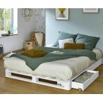 Ma chambre d'enfant lit palette adulte aro blanc 140x200 cm / opt:2 tiroirs Ma chambre d'enfant lit palette adulte aro blanc 140x200 cm / opt:2 tiroirs