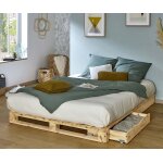 Ma chambre d'enfant lit palette adulte aro bois naturel 160x200 cm / opt:2 tiroirs Ma chambre d'enfant lit palette adulte aro bois naturel 160x200 cm / opt:2 tiroirs