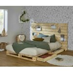 Ma chambre d'enfant lit palette adulte avec tête de lit aro bois naturel 140x200 cm / opt:4 tiroirs Ma chambre d'enfant lit palette adulte avec tête de lit aro bois naturel 140x200 cm / opt:4 tiroirs