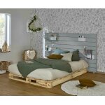 Ma chambre d'enfant lit palette adulte avec tête de lit aro gris et bois 160x200 cm / opt:4 tiroirs Ma chambre d'enfant lit palette adulte avec tête de lit aro gris et bois 160x200 cm / opt:4 tiroirs
