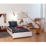 Ma chambre d'enfant lit enfant avec sommier et barrires ozzo blanc et cajou 90x190 cm