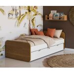 Ma chambre d'enfant lit enfant avec sommier lemon blanc et noisette 90x190 cm