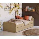 Ma chambre d'enfant lit enfant avec sommier et matelas lemon bois naturel 90x190 cm / opt:matelas airfresh ...