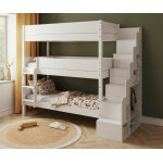 Ma chambre d'enfant lit superpos� 3 places enfant avec escalier et matelas combeebed blanc 90x200 cm ...