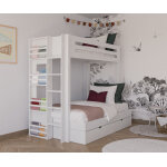 Ma chambre d'enfant lit superposé enfant 4 couchages burton blanc 90 - 120x190 cm / opt:sommier gigogne ... Ma chambre d'enfant lit superposé enfant 4 couchages burton blanc 90 - 120x190 cm / opt:sommier gigogne ...