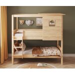 Ma chambre d'enfant lit superpos� cabane enfant combeebed bois naturel 90x200 cm echelle grand c�t� toit ...