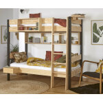 Ma chambre d'enfant lit superpos� enfant clay noir et bois 90x190 cm