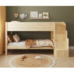 Ma chambre d'enfant lit superpos� enfant avec escalier et matelas combeebed bois naturel 90x200 cm sans ...
