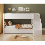 Ma chambre d'enfant lit superpos� enfant avec escalier et sommier gigogne combeebed blanc 90x200 cm sans ...