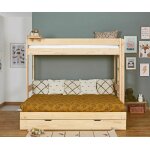 Ma chambre d'enfant lit superpos gigogne enfant 3 places hikari bois naturel 80x200 cm