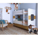 Ma chambre d'enfant lit superpos gigogne enfant 3 places spark blanc et noisette 90x190 cm / opt:sommier ...