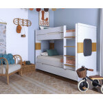 Ma chambre d'enfant lit superpos gigogne enfant 3 places spark blanc et noisette 90x190 cm / opt:sommier ...