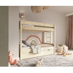 Ma chambre d'enfant lit superpos gigogne enfant 3 places yudi bois naturel 80x200 cm