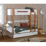 Ma chambre d'enfant lit superpos gigogne ado 3 places tallinn blanc et bois 90x190 cm