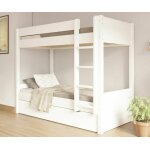 Ma chambre d'enfant lit superposé gigogne ado 3 places yooni blanc 90x200 cm Ma chambre d'enfant lit superposé gigogne ado 3 places yooni blanc 90x200 cm