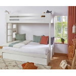 Ma chambre d'enfant lit superpos gigogne adulte 3 places burton blanc 90 - 120x190 cm / opt:sommier ...