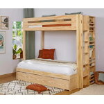 Ma chambre d'enfant lit superpos gigogne adulte 3 places burton bois naturel 90 - 120x190 cm / opt:sommier ...