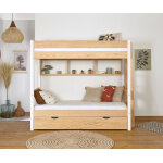 Ma chambre d'enfant lit superposé gigogne adulte 3 places caly bois et blanc 90x190 cm Ma chambre d'enfant lit superposé gigogne adulte 3 places caly bois et blanc 90x190 cm