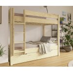 Ma chambre d'enfant lit superpos gigogne adulte 3 places yooni bois naturel 80x190 cm