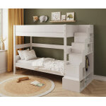 Ma chambre d'enfant lit superpos� haut enfant avec escalier et matelas combeebed blanc 90x200 cm sans ...
