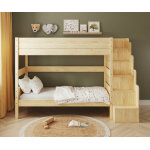 Ma chambre d'enfant lit superpos� haut enfant avec escalier et matelas combeebed bois naturel 90x200 ...