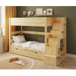 Ma chambre d'enfant lit superpos� haut enfant avec escalier et sommier gigogne combeebed bois naturel ...