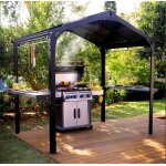 Abri de barbecue austin 1. 8x2. 4m aluminium gris anthracite avec toit