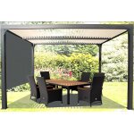Pergola bioclimatique aluminium anthracite 10, 80m2 avec rideau