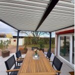 Pergola bioclimatique habrita 21. 5 m2 aluminium anthracite et toit