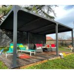 Pergola bioclimatique habrita 21. 5 m2 avec rideau cot 3. 6