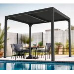 Pergola bioclimatique habrita aluminium anthracite 7, 20m2 ventelles
