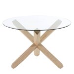 Table ronde 120 verre et pieds en chne massif kosyform