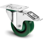 Adam hall hardware 372291 - roulette pivotante 100 mm heavy duty avec roue verte et frein - roulettes ...
