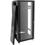 Armoire en acier roadinger ssc - 24 avec porte vitr�e 24u - rack � roulettes et amoires en acier