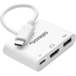 Celexon adaptateur multiport usb - c vers hdmi - usb - a - usb - c m / f, blanc - c�bles usb