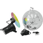 Eurolite jeu de boules miroir 30cm avec pinspot - kits complets de boule à facettes Eurolite jeu de boules miroir 30cm avec pinspot - kits complets de boule à facettes