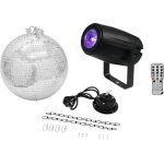 Eurolite mirror ball 30cm avec moteur + led pst - 5 qcl spot bk - kits complets de boule à facettes Eurolite mirror ball 30cm avec moteur + led pst - 5 qcl spot bk - kits complets de boule à facettes