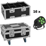 Eurolite set 16x led silent par 6 qcl floor bk + case - projecteurs par led