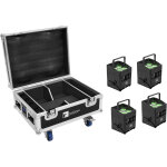 Eurolite set 4x akku ip up - 4 qcl spot quickdmx mk2 + flightcase avec roulettes et fonction de - kits ...