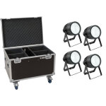 Eurolite set 4x led thtre cob 200 ww / cw + valise  roulettes - projecteurs de thtre