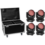Eurolite set 4x led tmh - x4 + valise avec roues - kits