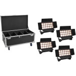 Eurolite set 4x multiflood ip 18x10w rgbw wash crmx + mallette avec roues - kits complets