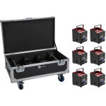Eurolite set 6x akku up - 4 qcl spot quickdmx mk2 + flightcase avec roulettes et fonction de recharge ...