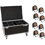 Eurolite set 8x led ip par 12x8w qcl spot + mallette avec roulettes - kits