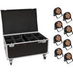 Eurolite set 8x led ip par 12x9w scl spot + mallette avec roues - kits