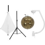 Eurolite set boule miroir 30cm or avec support et housse de tr�pied blanc - kits complets de boule � ...