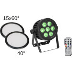 Eurolite set led ip par 7x8w qcl spot + 2x couvercle diffuseur (15x60� et 40�) - kits