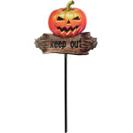 Europalms citrouille d'halloween  keep out  avec aiguille, 50cm - dcoration halloween