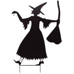 Europalms silhouette de sorci�re en m�tal avec balai, 140 cm - d�coration halloween